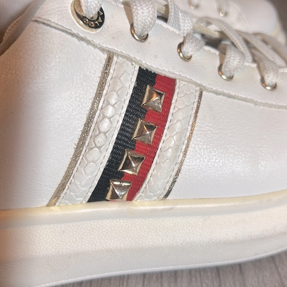 White and Red Chunky Sole Aldo Sneakers, Sz 9 - Picture 4 of 5